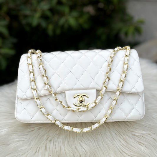 Chanel Dual Flap Supreme Quality Bag ( White )