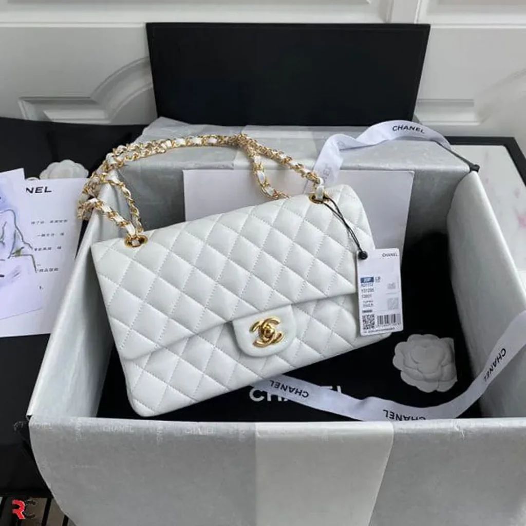 Chanel Dual Flap Supreme Quality Bag ( White )