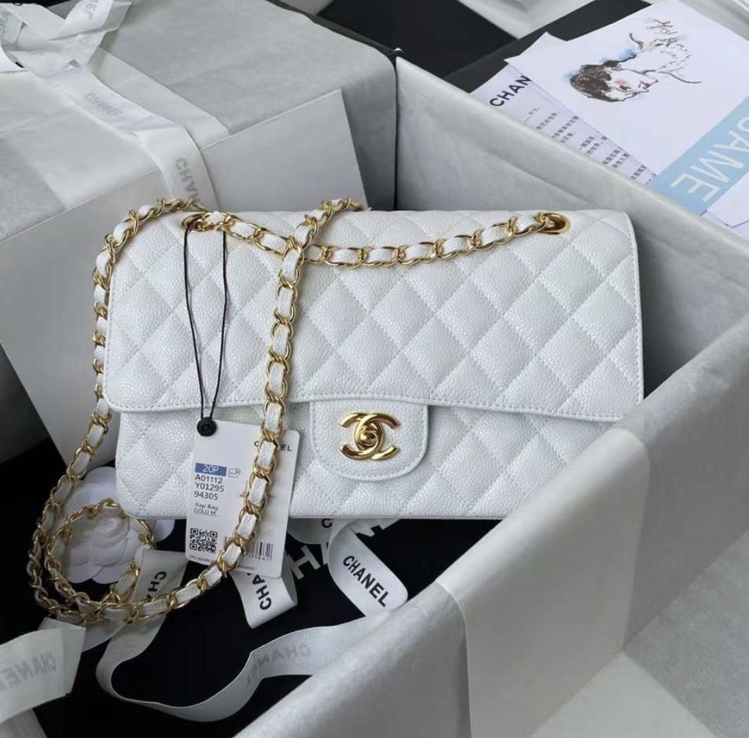 Chanel Dual Flap Supreme Quality Bag ( White )