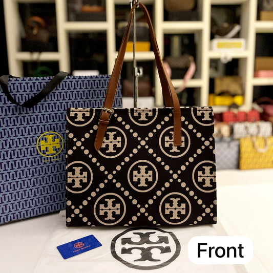 Casual Luxury Tory Burch Logo-Embellished Handbag (Brown/Black)