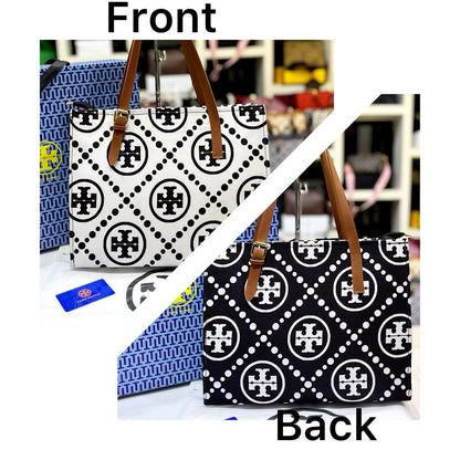 Casual Luxury Tory Burch Logo-Embellished Handbag (White/Black)