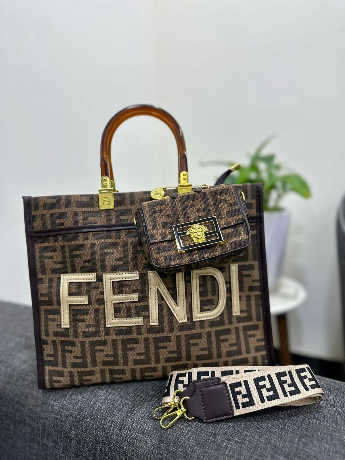 Fendi Medium Sunshine Fabric Handbag