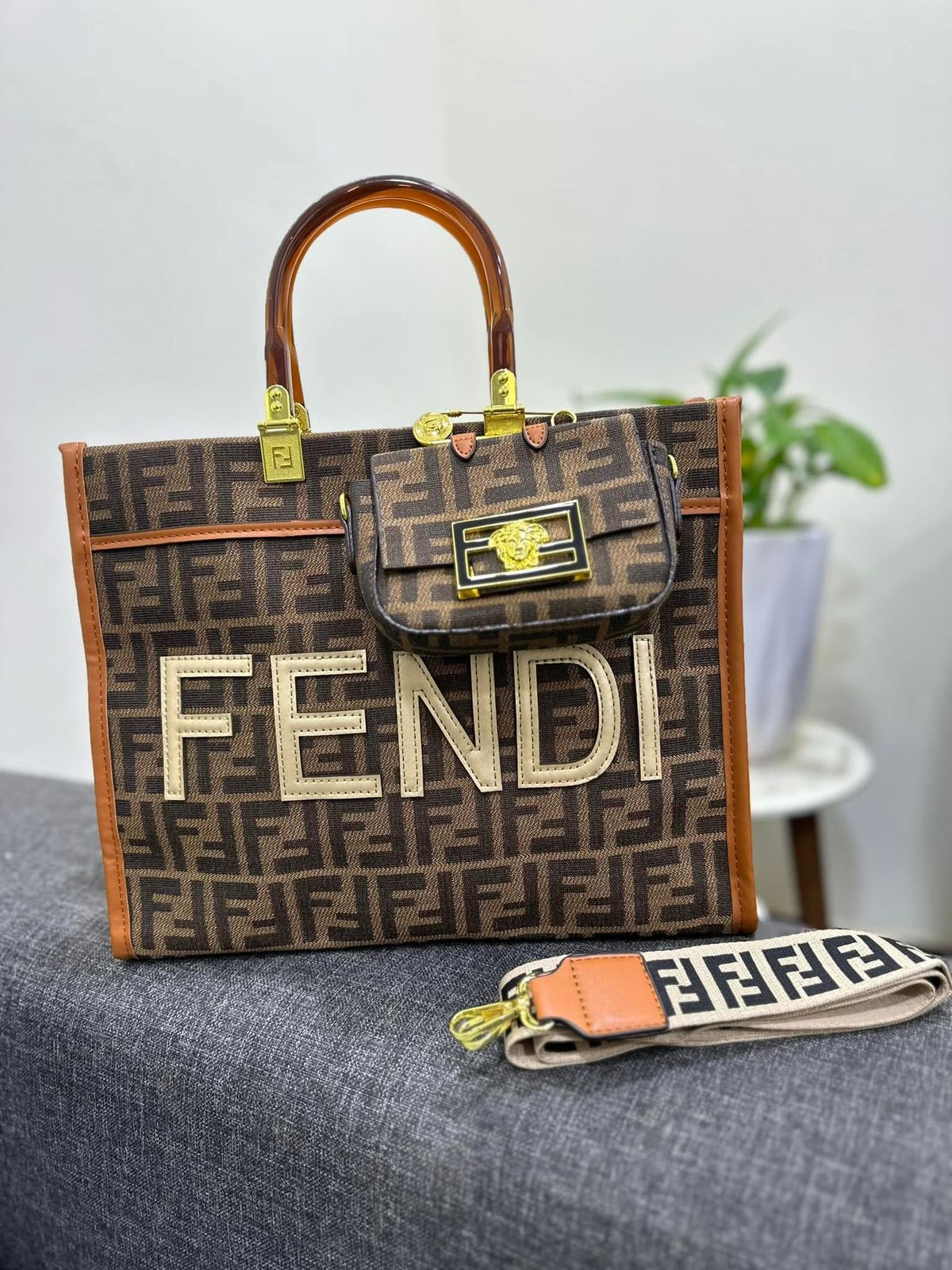 Fendi Medium Sunshine Fabric Handbag