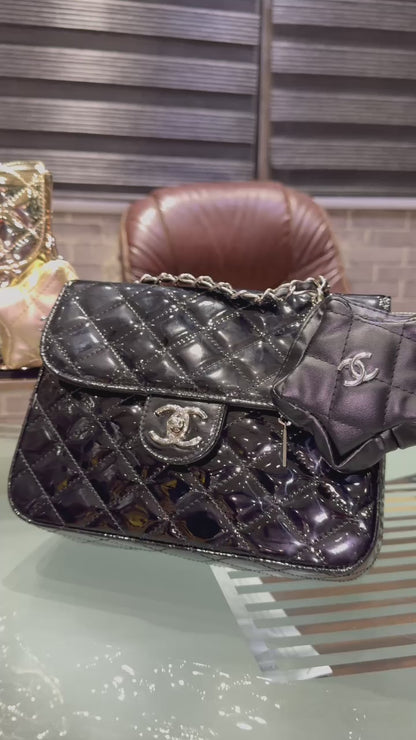 Chanel Backpack / Shoulder Bag Mirrored Metallic Flap